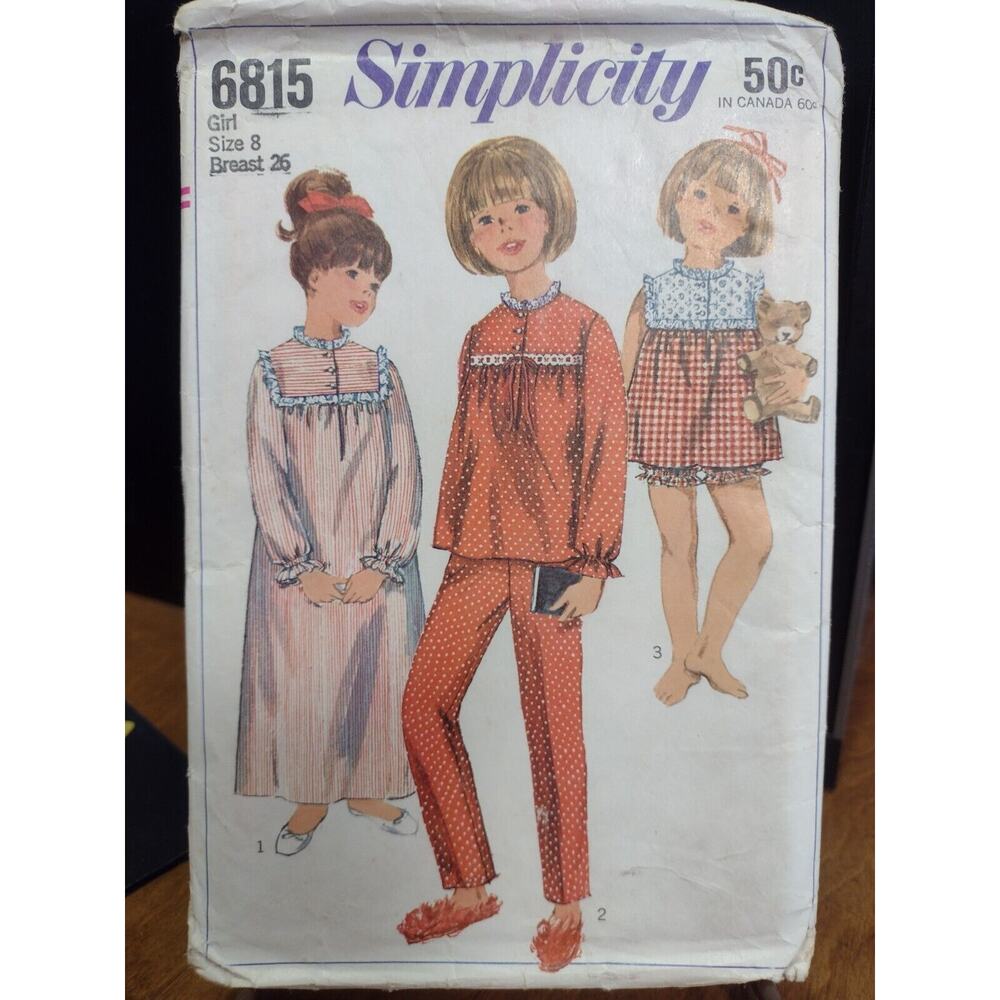 Vintage Simplicity Pattern 6815 Child's & Girls' Nightgown & Pajamas (1966)